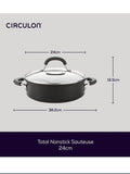 Circulon Grey Total Hard Anodised Sauteuse with Glass Lid 28cm - British product