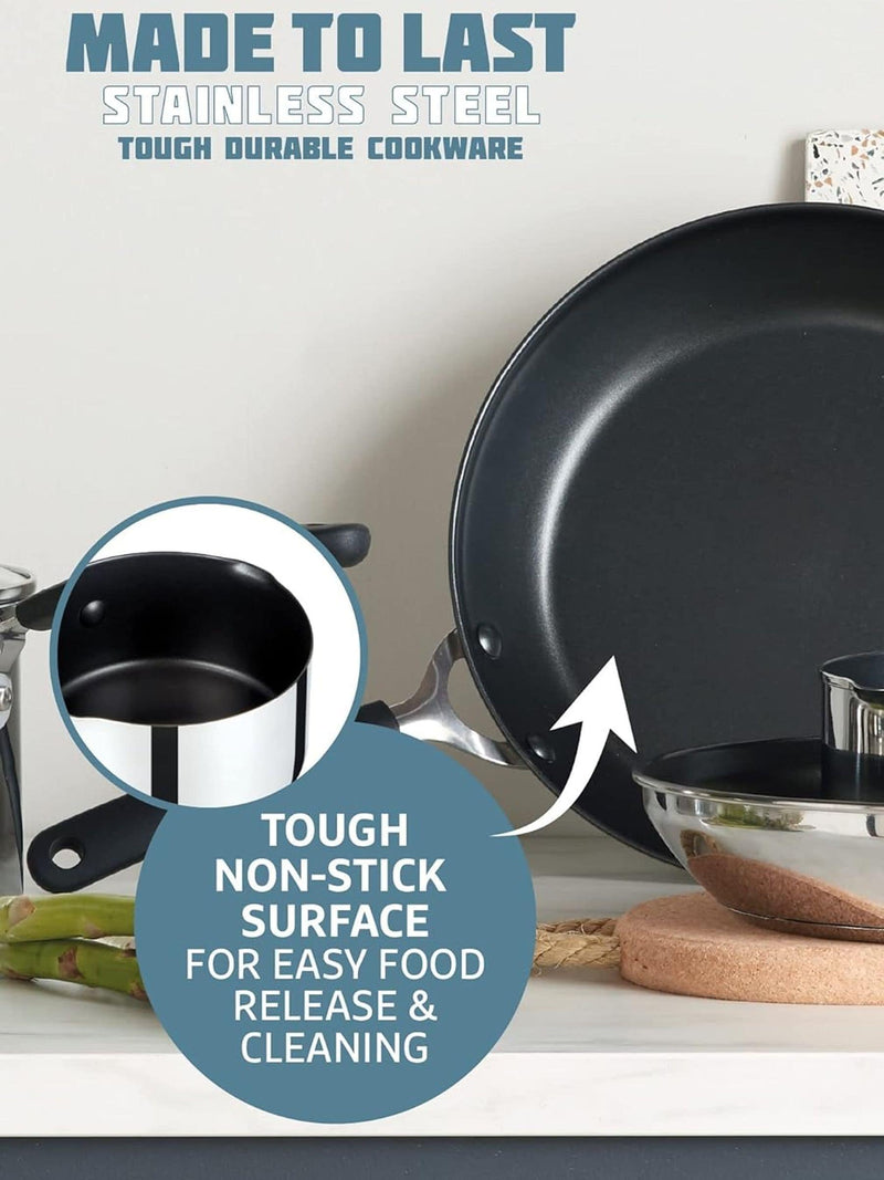 Prestige 5 piece grey cookware set, imported from the UK