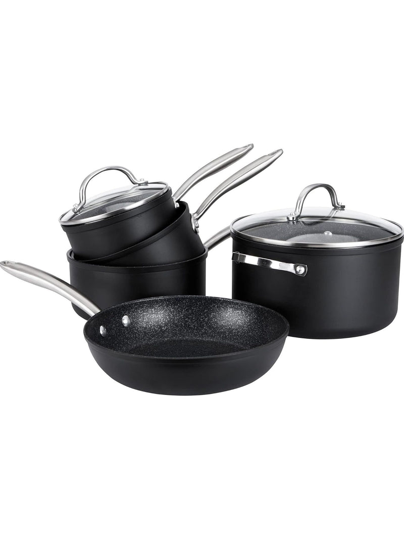 Prestige 5 Piece Grey Scratch Guard Non-Stick Aluminium Cookware Set, imported from the UK