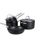 Prestige 5 Piece Grey Scratch Guard Non-Stick Aluminium Cookware Set, imported from the UK