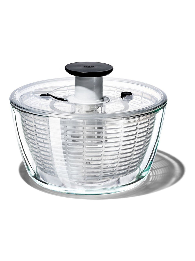 Oxo Silver Good Grips Glass Salad Spinner 5.9L, imported from the UK