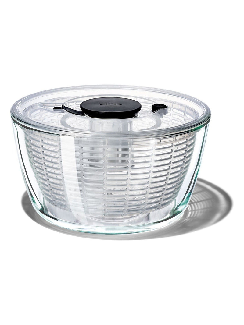 Oxo Silver Good Grips Glass Salad Spinner 5.9L, imported from the UK