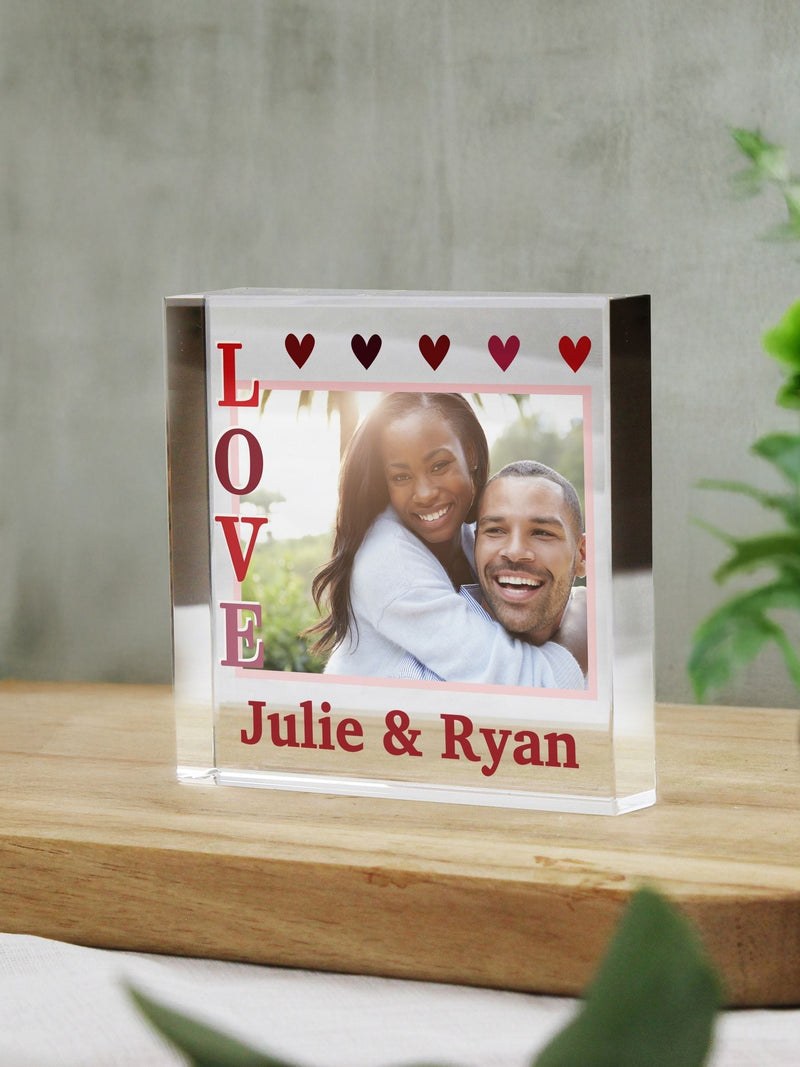 PMC Personalised LOVE Photo Upload Small Crystal Ornament, imported from the UK