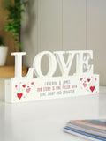 PMC personalised hearts wooden ornament 10x20x2 cm, imported from the UK