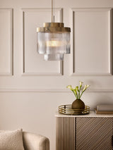 Next Lipsy Brass Ridge Glass Chandelier Light- Buy online at McGrocer