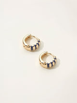Next FatFace Navy Blue Enamel Stripe Huggie Earrings- Buy online at McGrocer