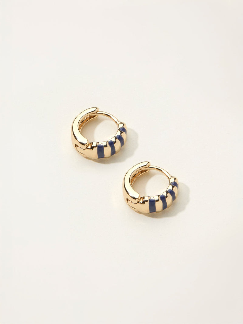 FatFace navy blue enamel stripe huggie earrings - British product