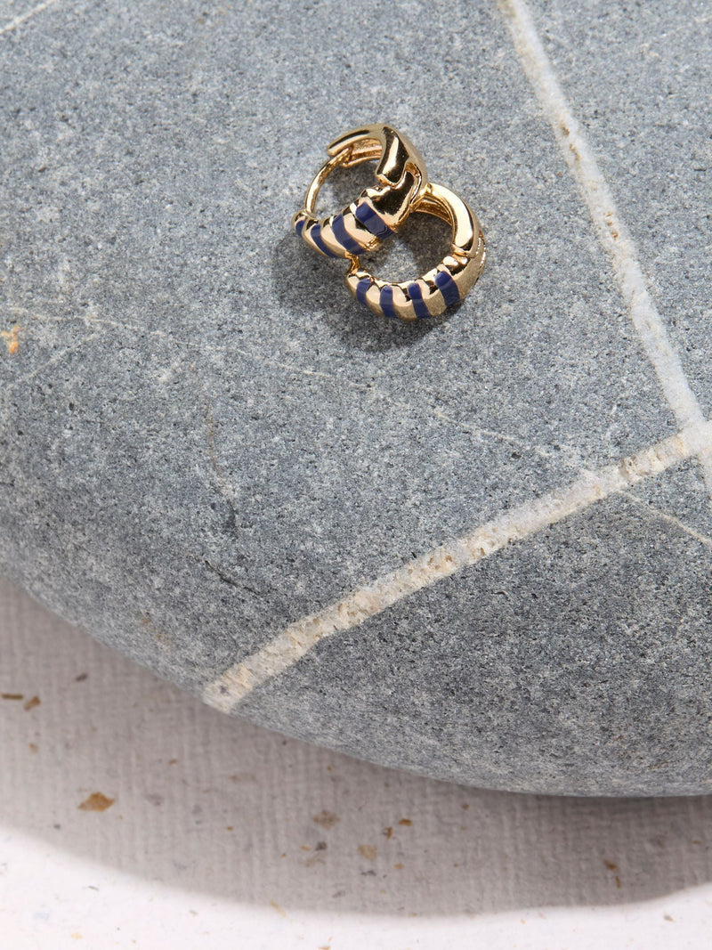 FatFace navy blue enamel stripe huggie earrings - British product