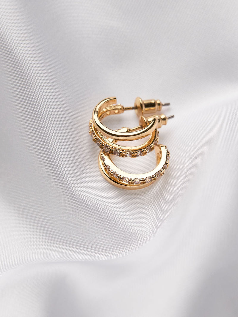FatFace gold tone gem double huggie earrings - British product