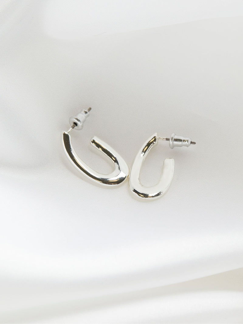 FatFace silver tone twist oval hoop earrings - British product