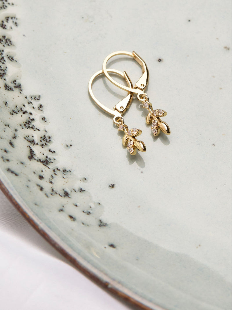 FatFace gold tone leaf drop earrings - British product