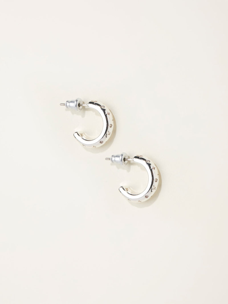 FatFace silver tone gem huggie earrings - British product