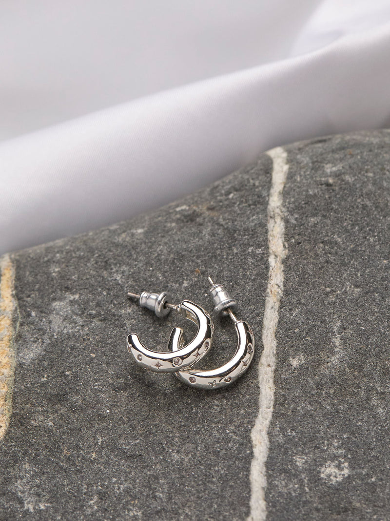 FatFace silver tone gem huggie earrings - British product