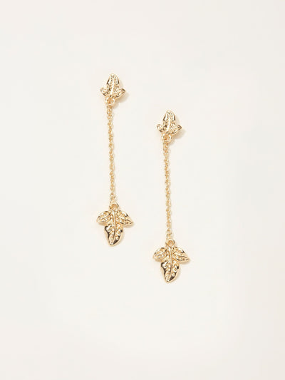 Next FatFace Gold Tone Leaf Chain Earrings- Buy online at McGrocer