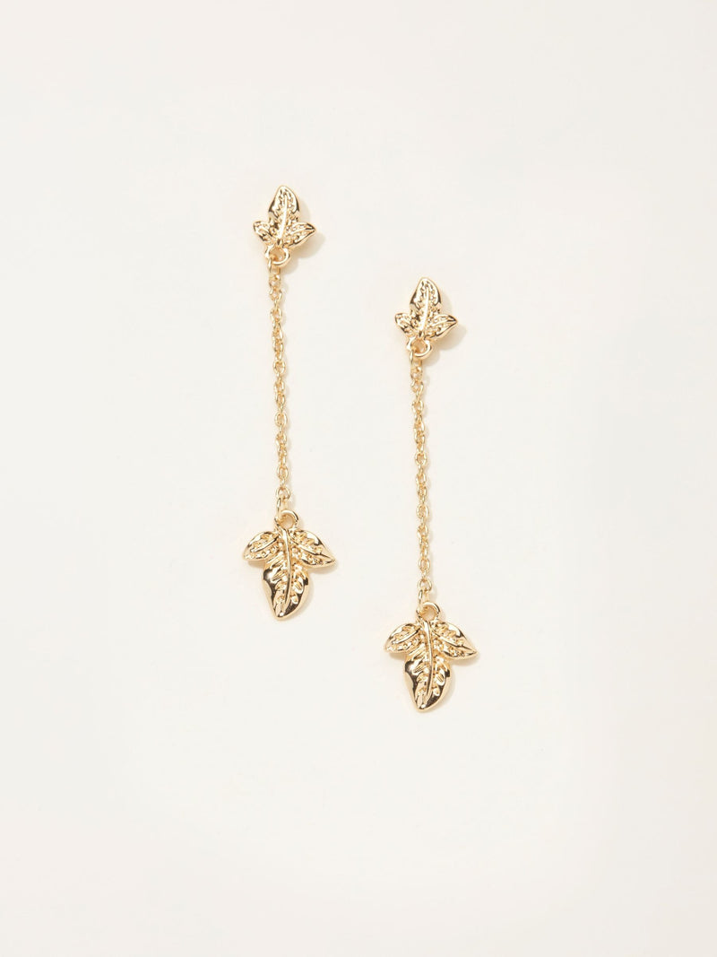 FatFace gold tone leaf chain earrings - British product