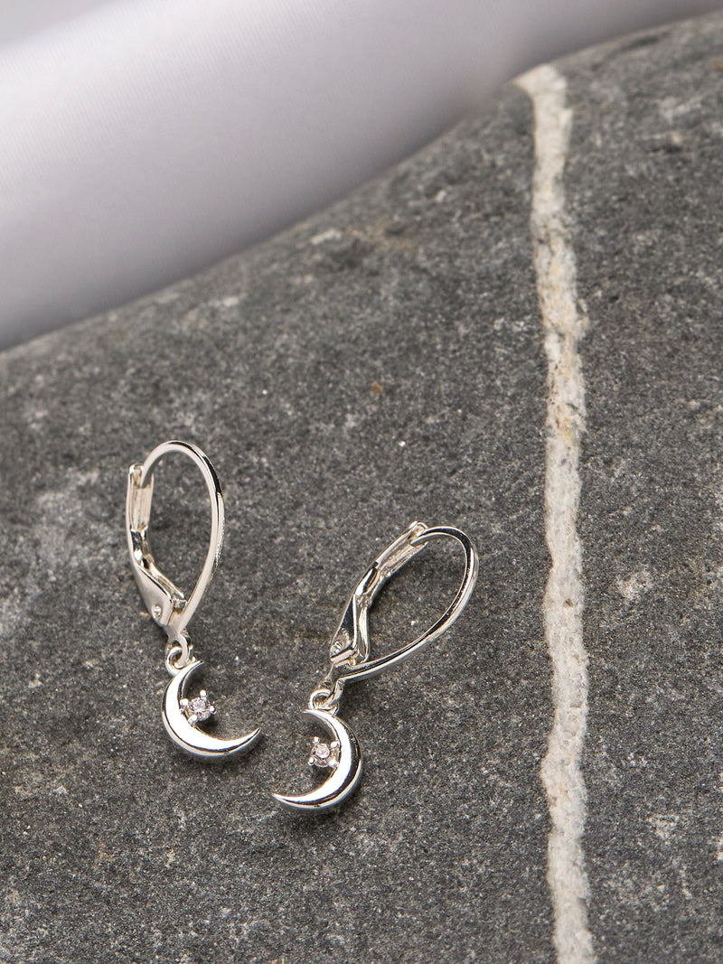 FatFace silver tone moon drop earrings - British product