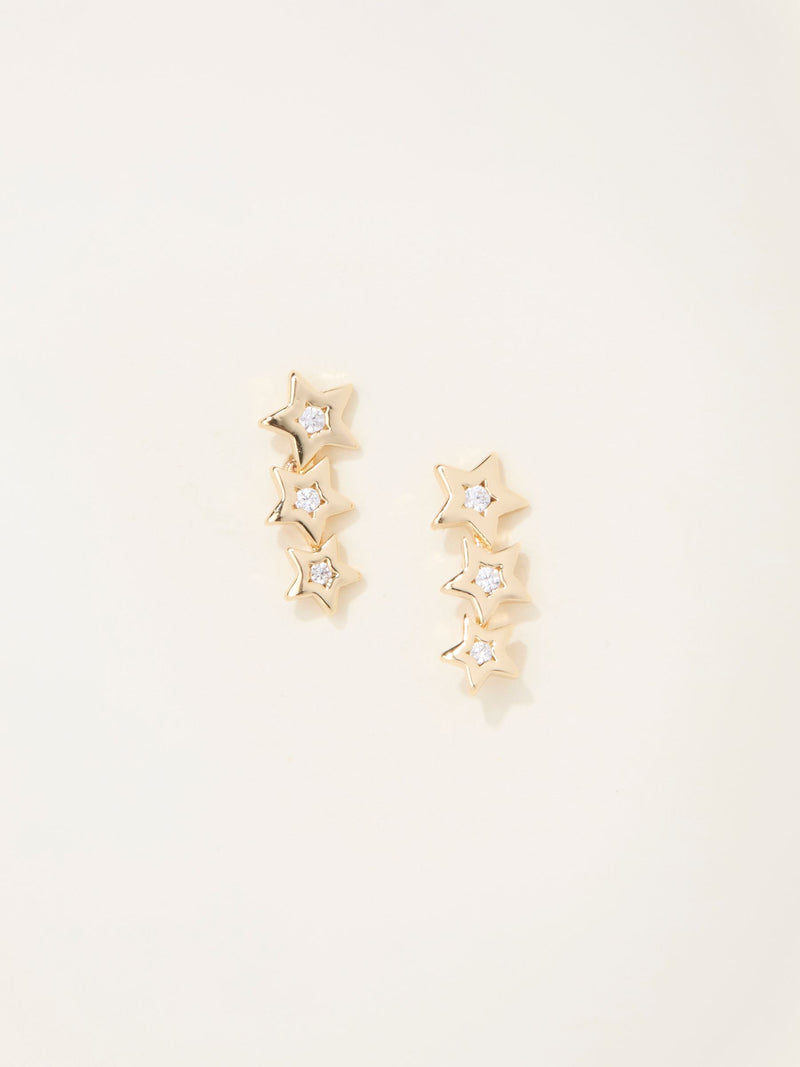 FatFace gold tone trio star earrings - British product