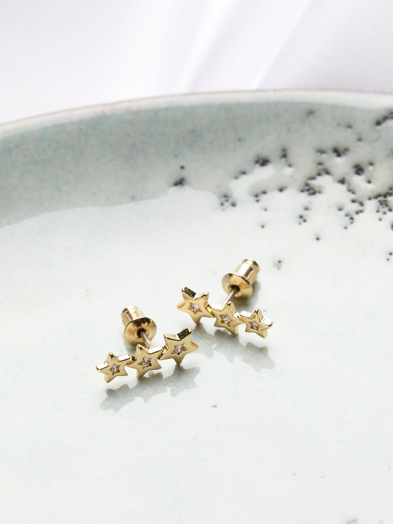 FatFace gold tone trio star earrings - British product