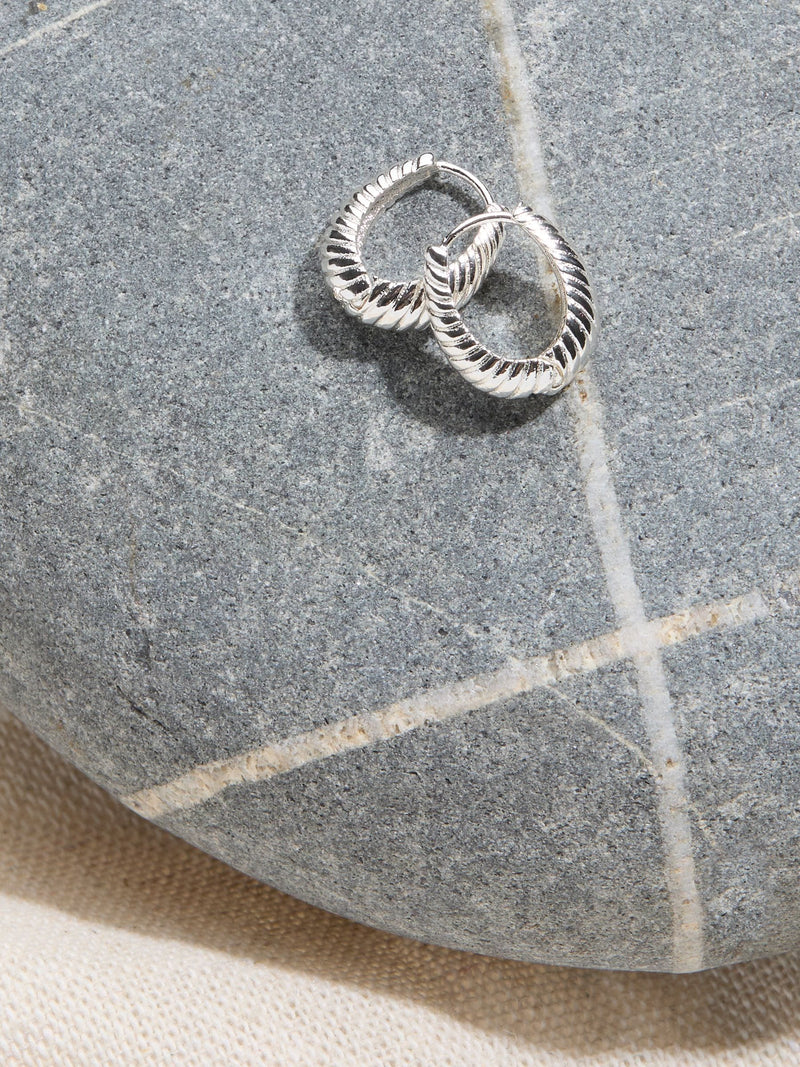 FatFace silver tone textured hoop earrings - British product
