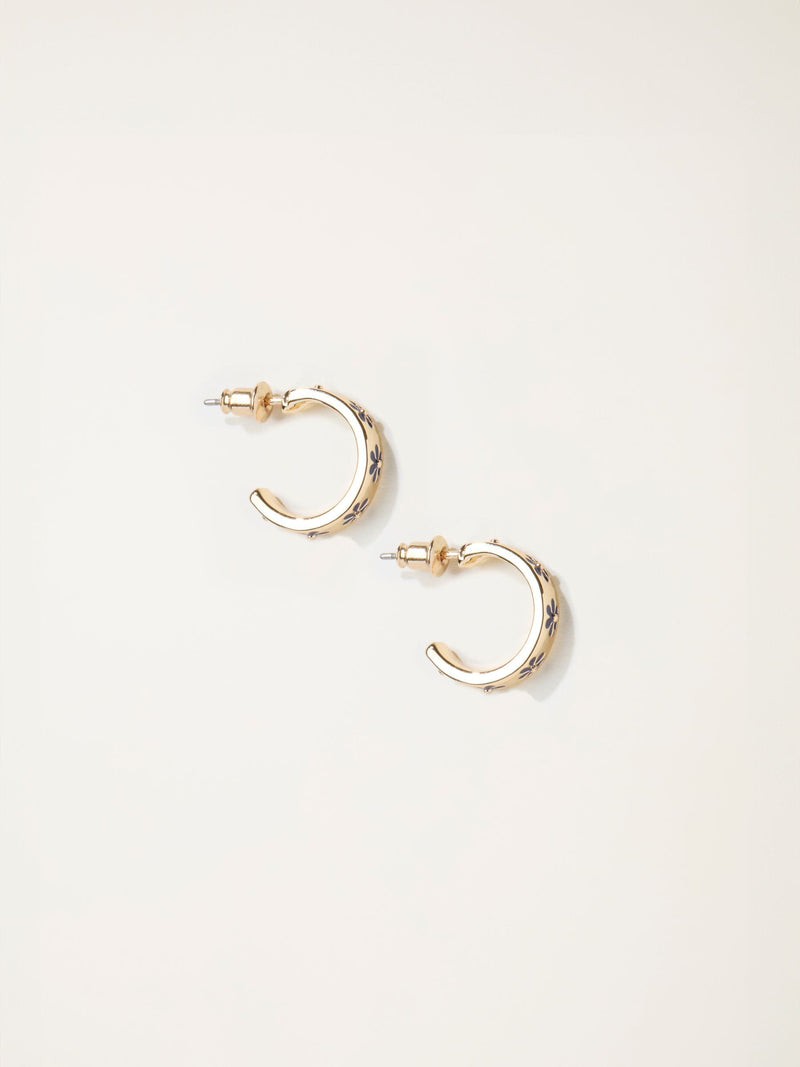 FatFace navy blue enamel daisy hoop earrings - British product