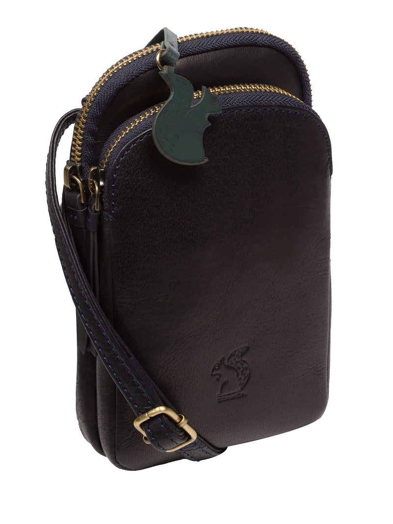 Conkca leather cross-body phone bag light blue Leia - British product