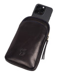 Conkca leather cross-body phone bag light blue Leia - British product