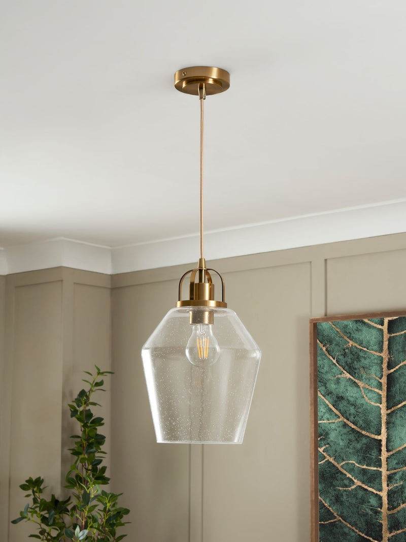 BHS brass bubble glass pendant light (British brand)