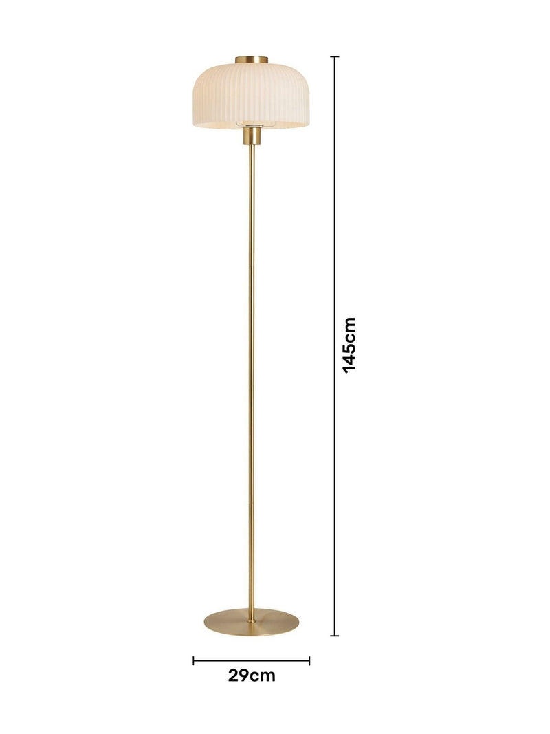 BHS floor lamp opal glass ribbed 145cm, imported from the UK
