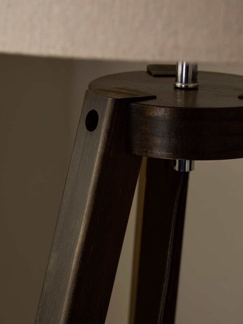 BHS dark walnut wooden tripod floor lamp 130cm, UK version