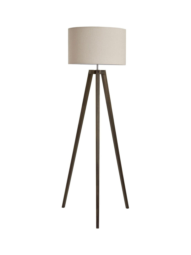 BHS dark walnut wooden tripod floor lamp 130cm, UK version