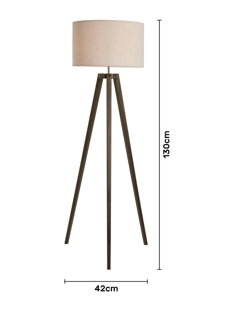 BHS dark walnut wooden tripod floor lamp 130cm, UK version