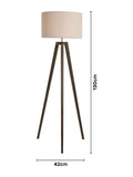 BHS dark walnut wooden tripod floor lamp 130cm, UK version
