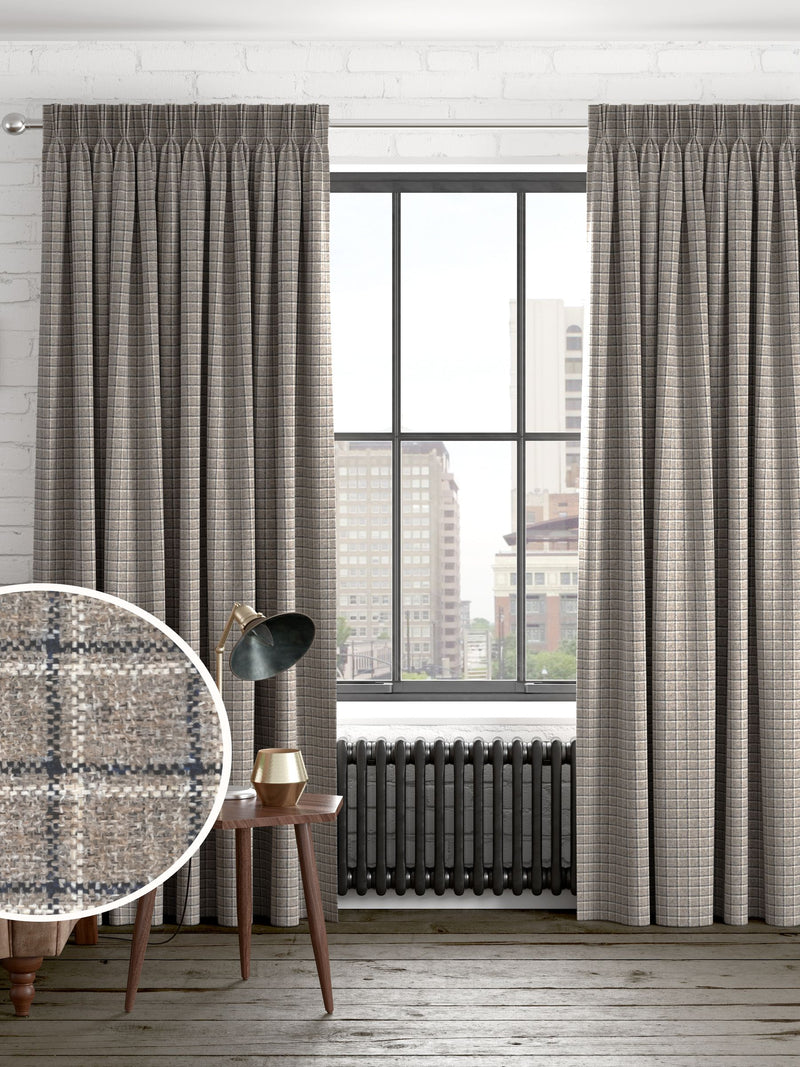 Grey check made to measure curtains (British brand)