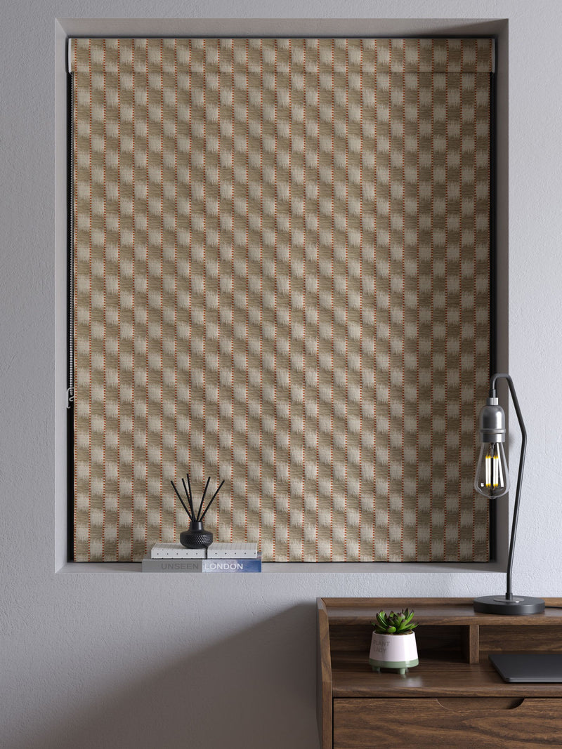 Natural/Orange stripe jacquard roman blind (British brand)