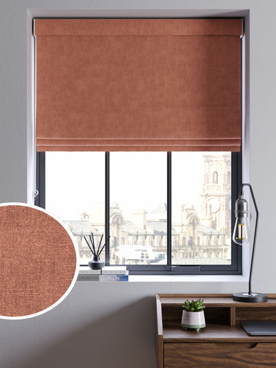 Next Rust Brown Touch of Linen Made to Measure Roman Blind- Buy online at McGrocer