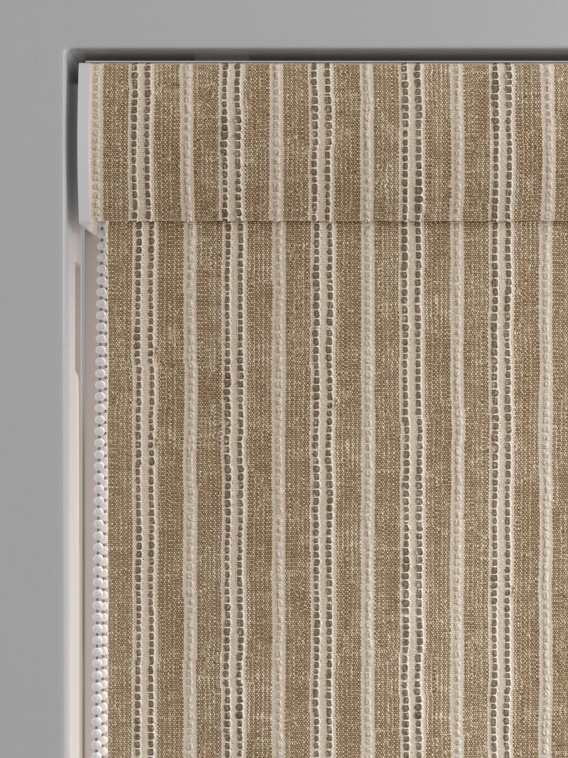 Roman blind dark natural grey woven stripe (British brand)