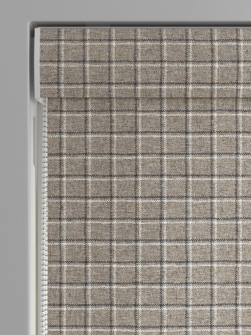 Grey Simplicity Check made to measure Roman blind (British brand)