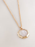 Gold tone mother of pearl octagon necklace, UK version