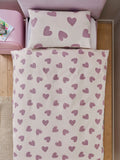 White/Purple Hearts Printed Bedding Duvet Cover and Pillowcase Set