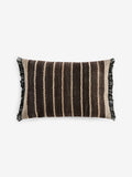 French Connection black stripe fringe cushion - British product