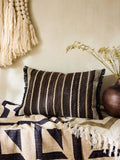 French Connection black stripe fringe cushion - British product