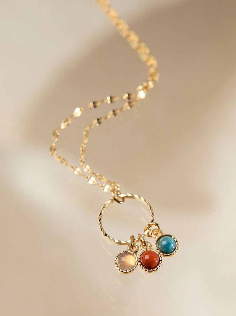 FatFace Gold Tone Trio Gem Necklace Brass UK version