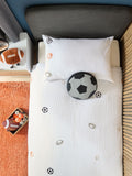 Pleated embroidered sports duvet cover and pillowcase set, imported from the UK