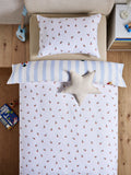 Blue/White tufted rocket duvet cover and pillowcase set - British product