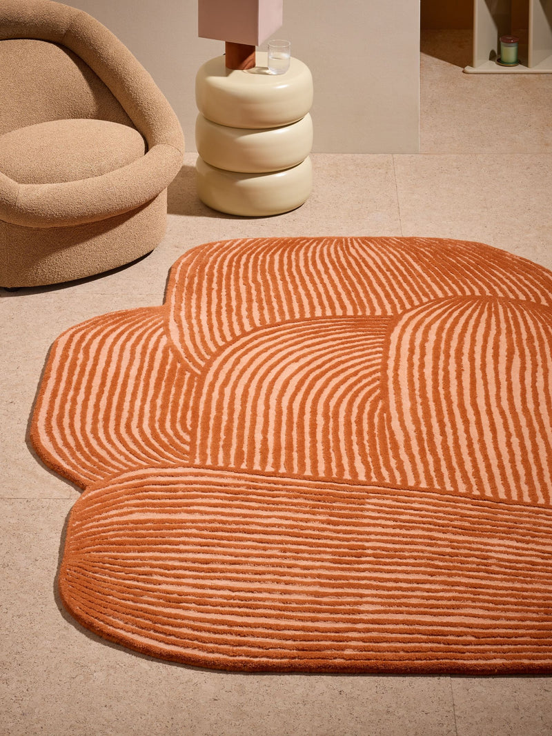 MADE.COM rust orange Casey wool tufted rug (British brand)