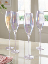 Next Iridescent Vienna Crystal Champagne Flutes Set of 4 Crystal Glassware- Buy online at McGrocer