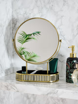 Next Gold Rib 5x Magnification Round Dressing Table Mirror 34cm- Buy online at McGrocer