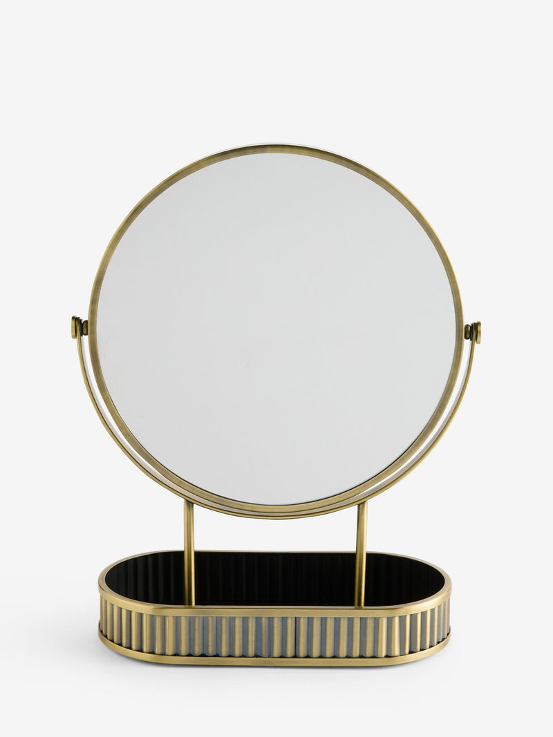 Gold Rib 5x Magnification Round Dressing Table Mirror 34cm, UK version