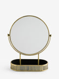 Gold Rib 5x Magnification Round Dressing Table Mirror