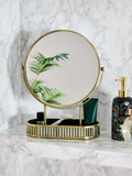 Gold Rib 5x Magnification Round Dressing Table Mirror 34cm, UK version